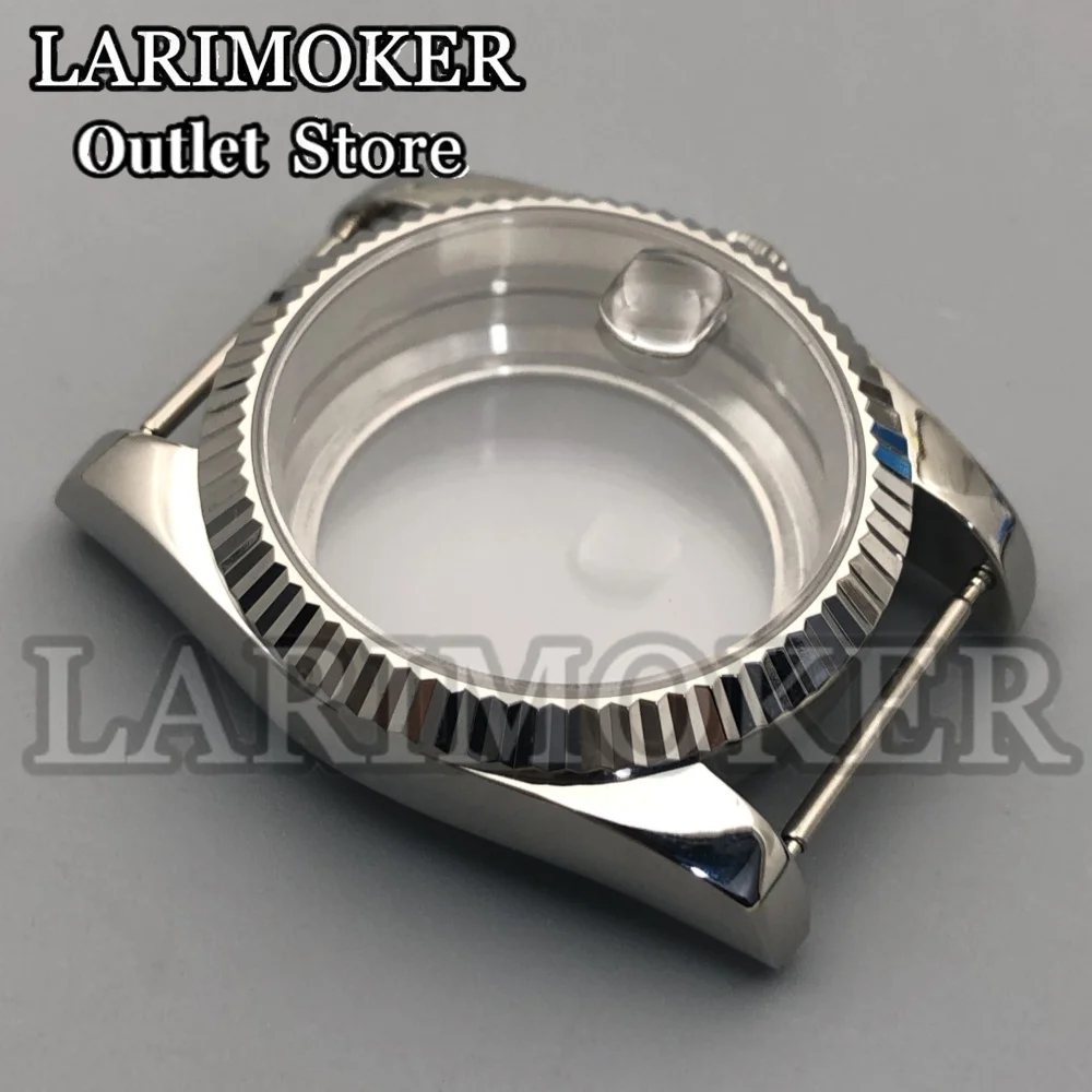 LARIMOKER جودة 36/39 مللي متر حافظة ساعة مسننة تناسب NH35 PT5000 ميوتا مقاوم للماء الفولاذ المقاوم للصدأ الياقوت ساعة زجاجية اكسسوارات