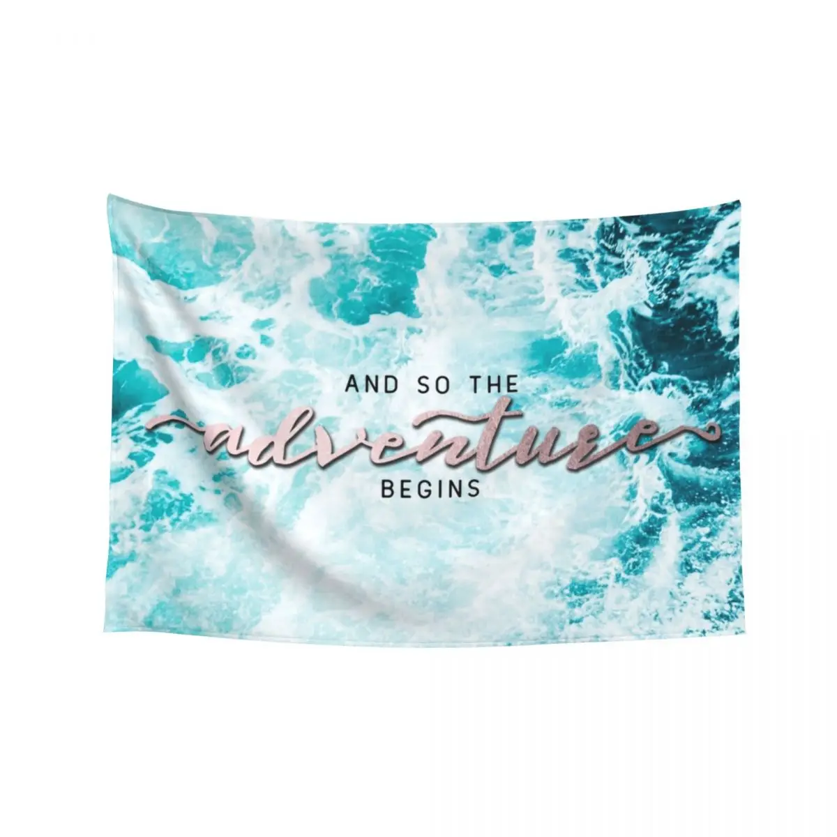 And So The Adventure Begins - идеальные морские волны, бирюзовый гобелен из розового золота, милые вещи для комнаты, украшение для спальни, гобелен
