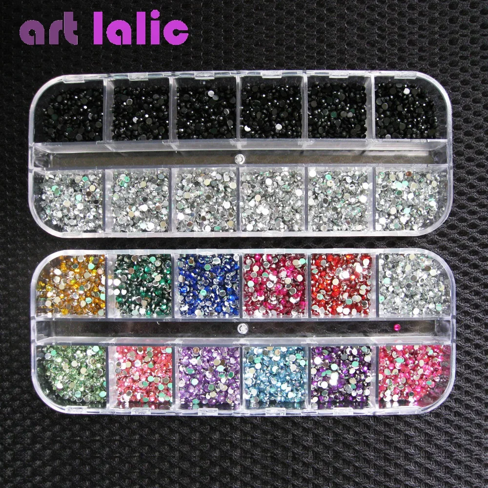 6000PCs 2mm Rhinestones Gems for Nail Art DIY Shiny Decorations Free Marker Included Nail Art Supplies