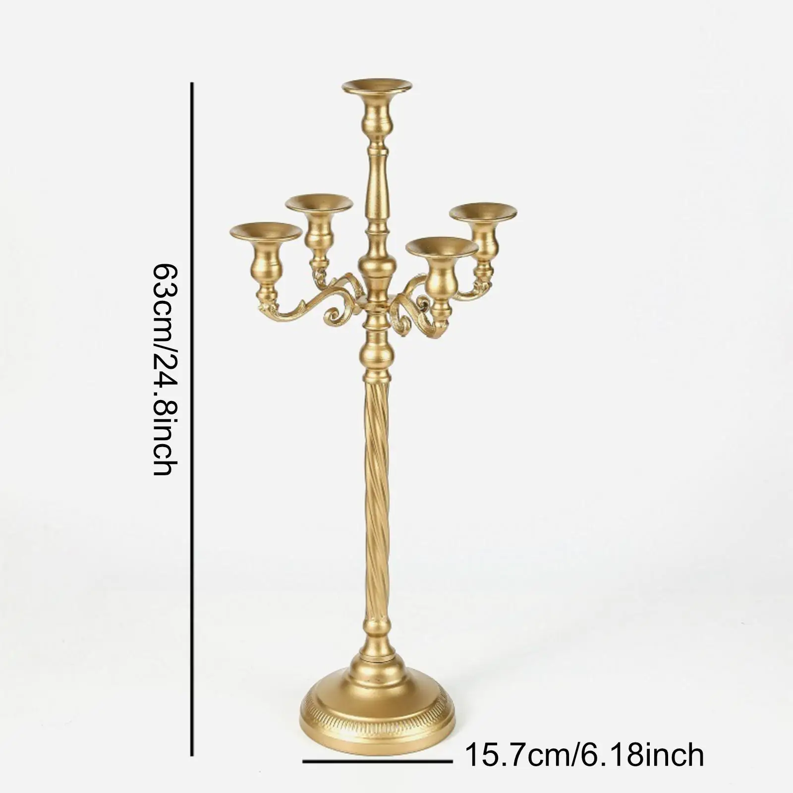 Gold Floor Candle Holder Ornament Candle Stand 5 Arm Candlesticks Holders for Floral Centerpieces Dining Room Home Decoration