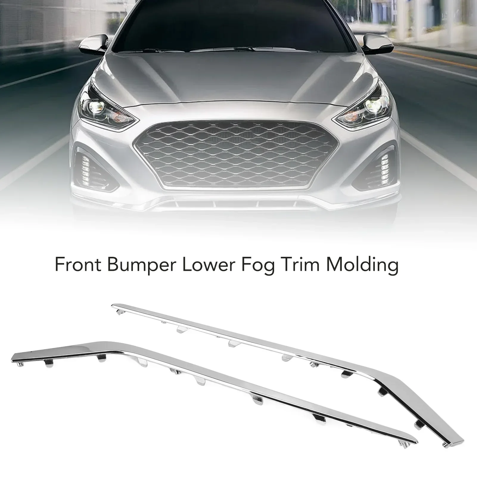 Left Right Front Bumper Lower Fog Trim Molding 86551‑E6700 Chrome Lower Trim Molding Step Pad For Hyundai Sonata 2018 2019
