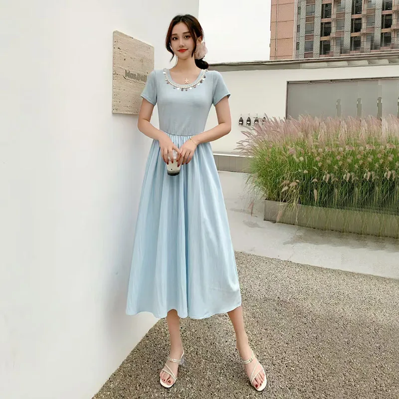 2025 Estate nuovo scollo a V sottile casual vestito lungo sottile Boho Beach Holiday