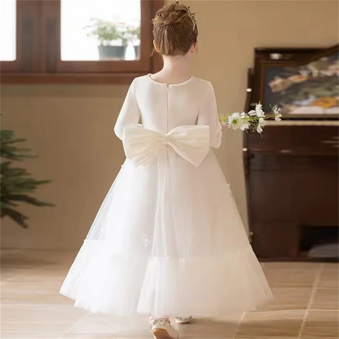 Vestidos de princesa de flores para niña, vestidos de boda con volantes hasta el suelo, vestido de baile de cumpleaños para niña, vestidos de primera comunión personalizados