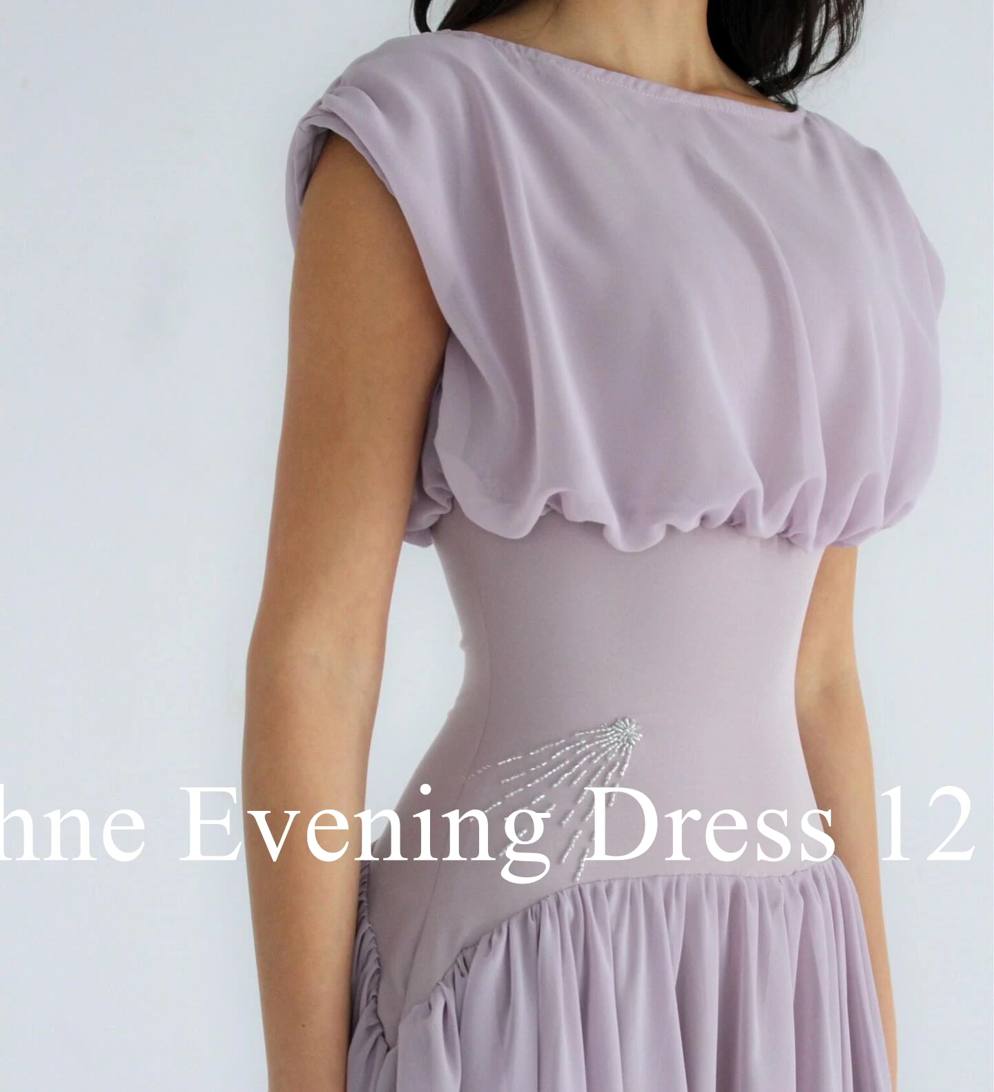 Customized Modern Crew Neck Sleeveless Beading Evening Dress Temperament Pleats Chiffon Purple Robe de soirée Vestido De Festa