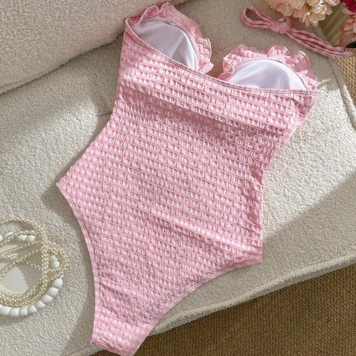 2026 New One-piece Swimsuit Women's Tube Top Detachable Shoulder Strap High Elastic Swimsuit Premium Swimsuit Bathing Suit Women view 4