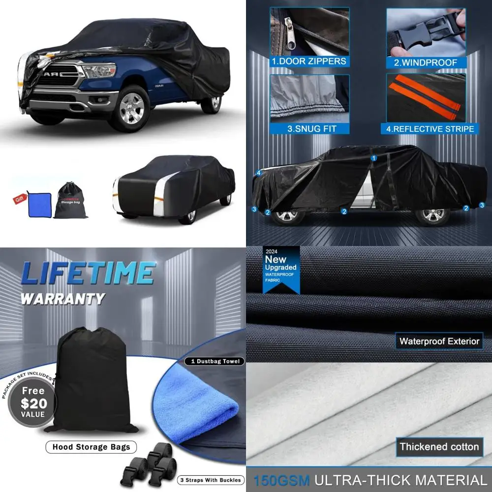 

Чехол на грузовик по индивидуальному заказу, модели 1994-2026, клубная/расширенная/четвердая/обычная кабина, короткая кровать (6,3'-8,1 дюйма) с дверной молнией, 12-слойная фа