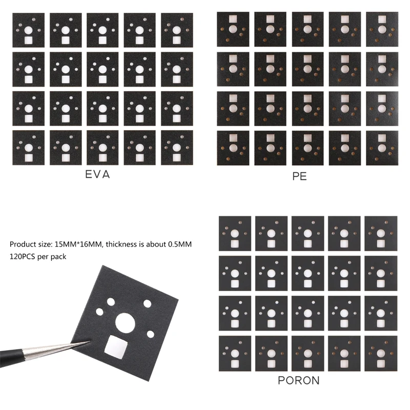 120pcs/pack Mechanical Keyboard Stabilizer Switch Sticker Shaft Film Switch Gasket PORON EVA PE Material Shaft Pad Hot Plug