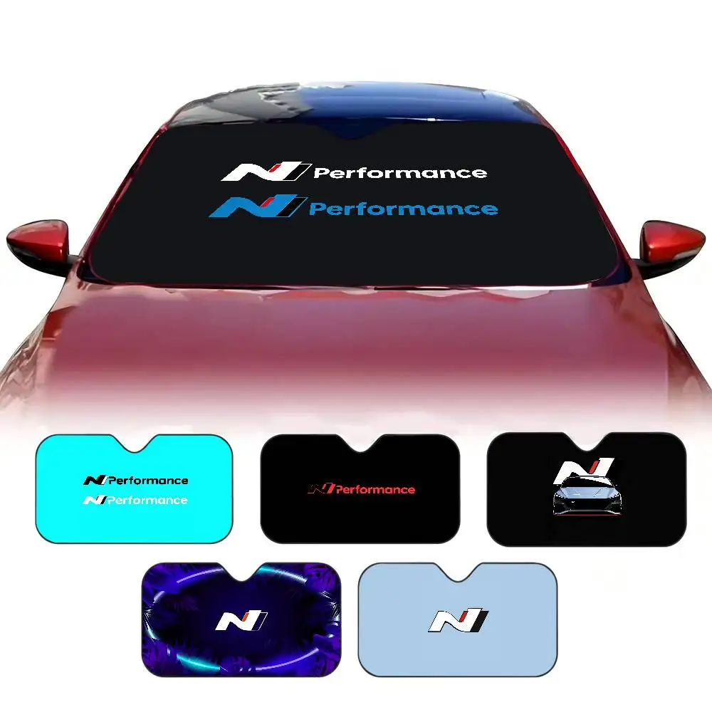 N Performance Logo Sunshade Windscreen 3D Film Plaid Gift Novelty Car Front Window Visor 70x130cm Sun Visor Solar Protect