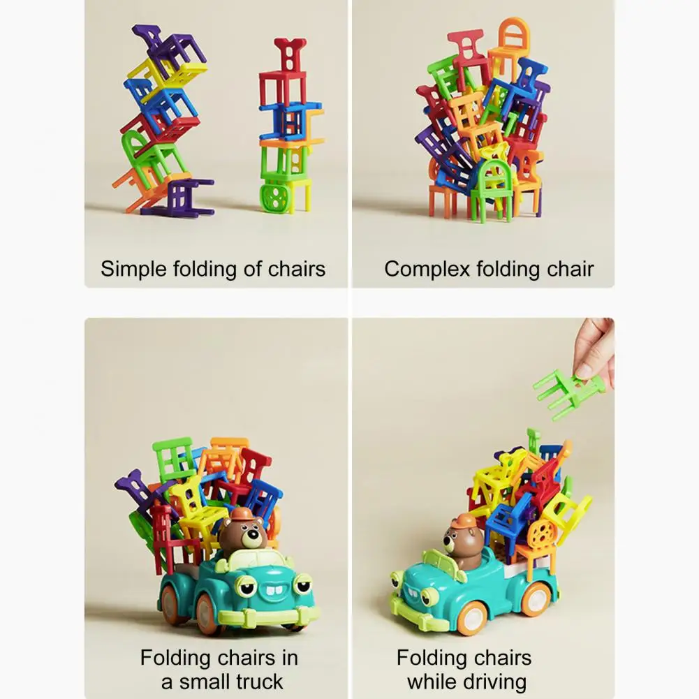 Sedie impilabili in plastica ABS sicura Set di sedie impilabili per bambini Blocchi educativi Giocattolo per incollaggio spaziale genitore-figlio