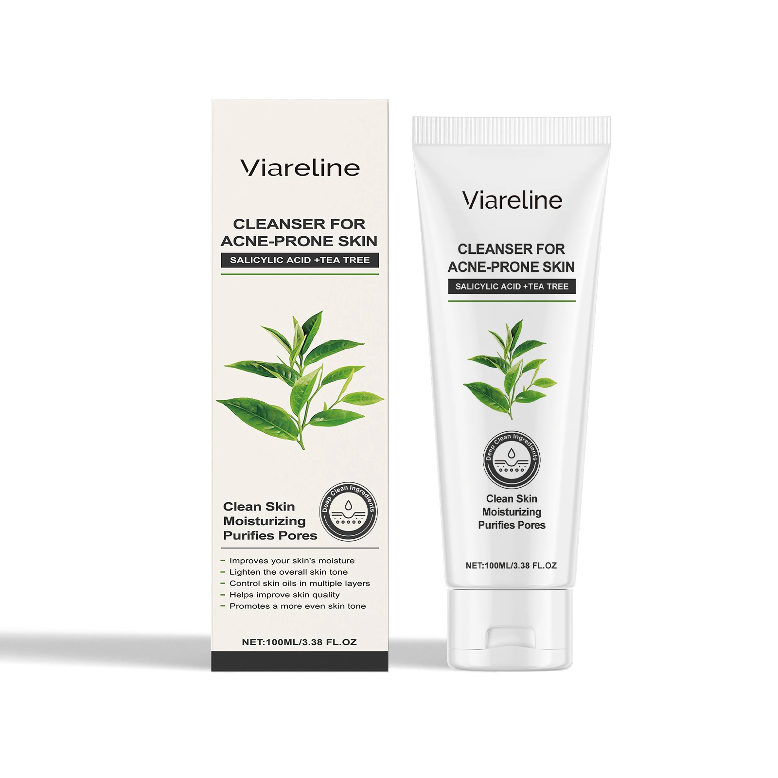 

Viareline Очищающий гель с зеленым чаем, блеск для контроля жирности, чистый баланс кожи, увлажняющий, увлажняющий набор для ухода за кожей