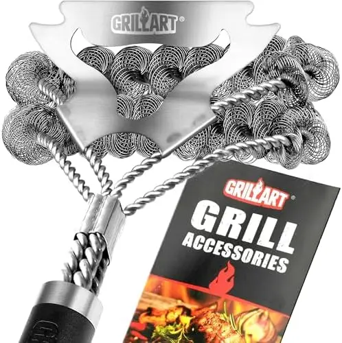 

Щетка для гриля GRILLART без щетины, 18 дюймов – безопасное средство для чистки уличных грилей – инструмент для чистки гриля из нержавеющей стали – идеальный подарок