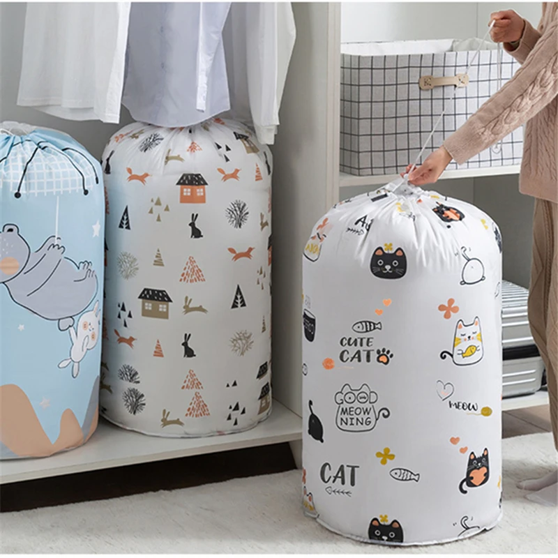 

Cute Large Capacity Clothes Quilt Storage Bag Wardrobe Moisture-proof Organize Storage Bag Portable Moving Luggage Packing Bag