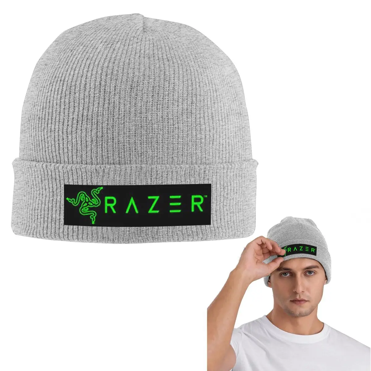 

Razer теплая вязаная шапка модная шапка-капот осень-зима уличные шапки шапки для мужчин женщин взрослых