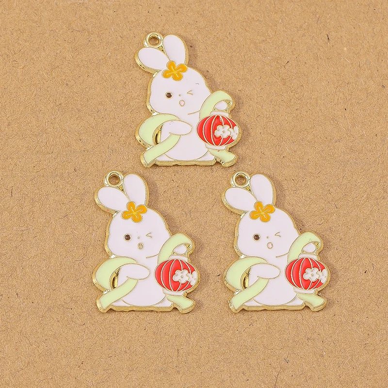 10 stücke niedlichen Emaille Tier Hase Kaninchen Charms Anhänger für Schmuck Herstellung Ohrringe Armband Halskette DIY Zubehör liefert – Detail 7