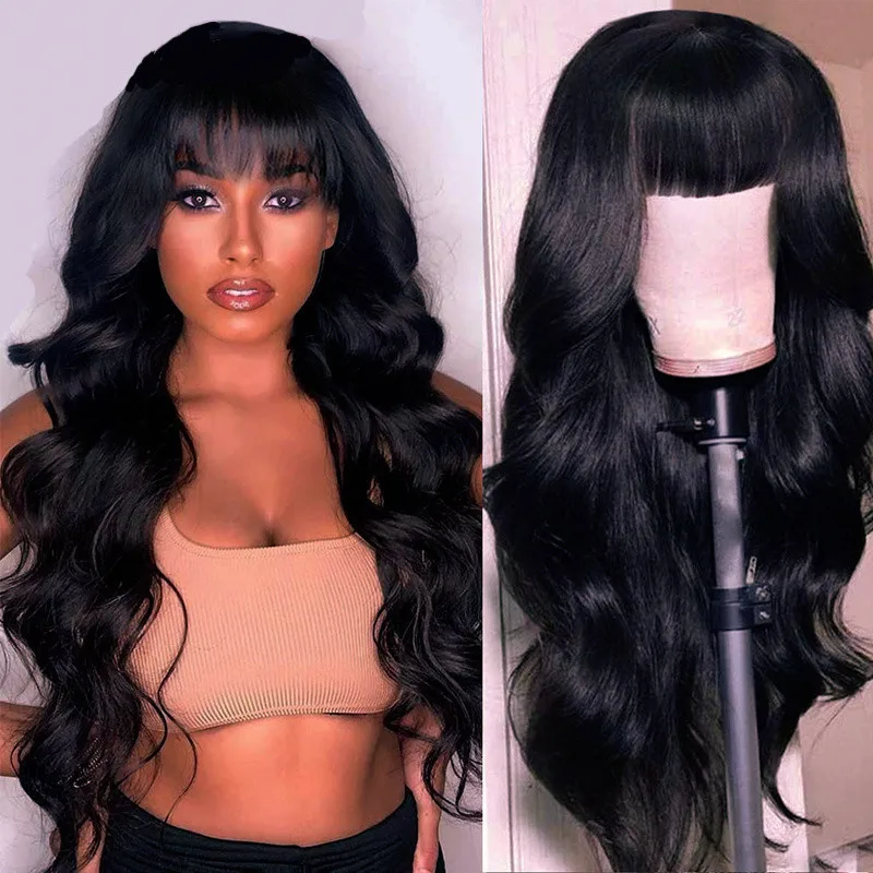Popular synthetic wigs for women with bangs and long, shaggy curly hair Festival party daily wear chemical fiber head wig image 3