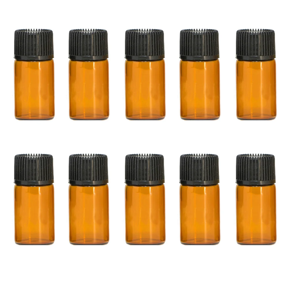 10pcs 1ml&2ml&3ml&5ml Small Empty Amber Thin Glass  Essential Oil Travel Test Bottle Brown Perfume Oil Sample Vials