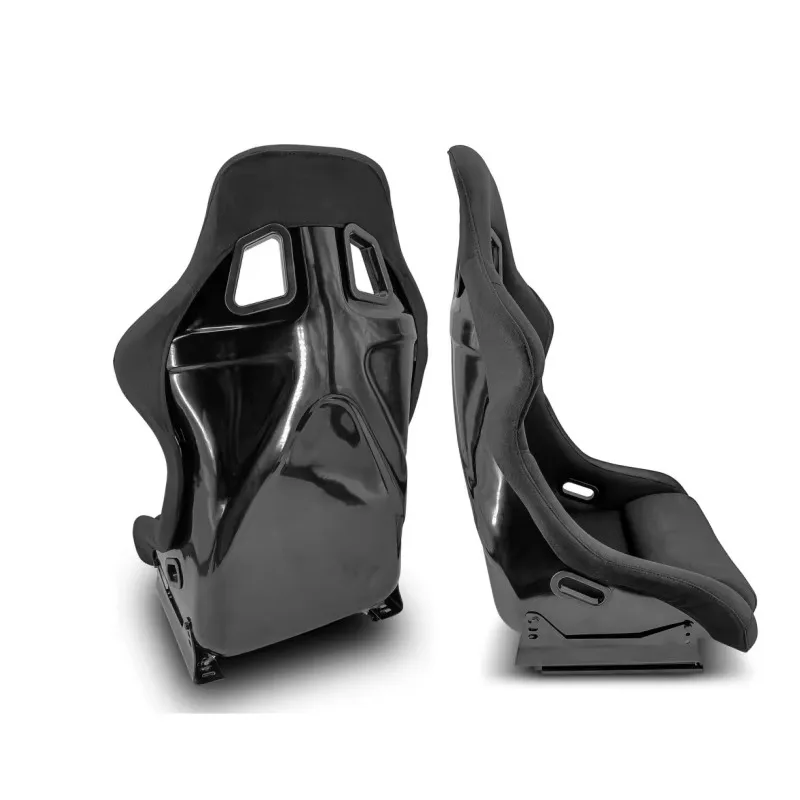Factory European Customized Full Black Fabric Leather Sports Seat Carbon Fiber Woven Cloth Bucket Seat Racing Seat with Rails