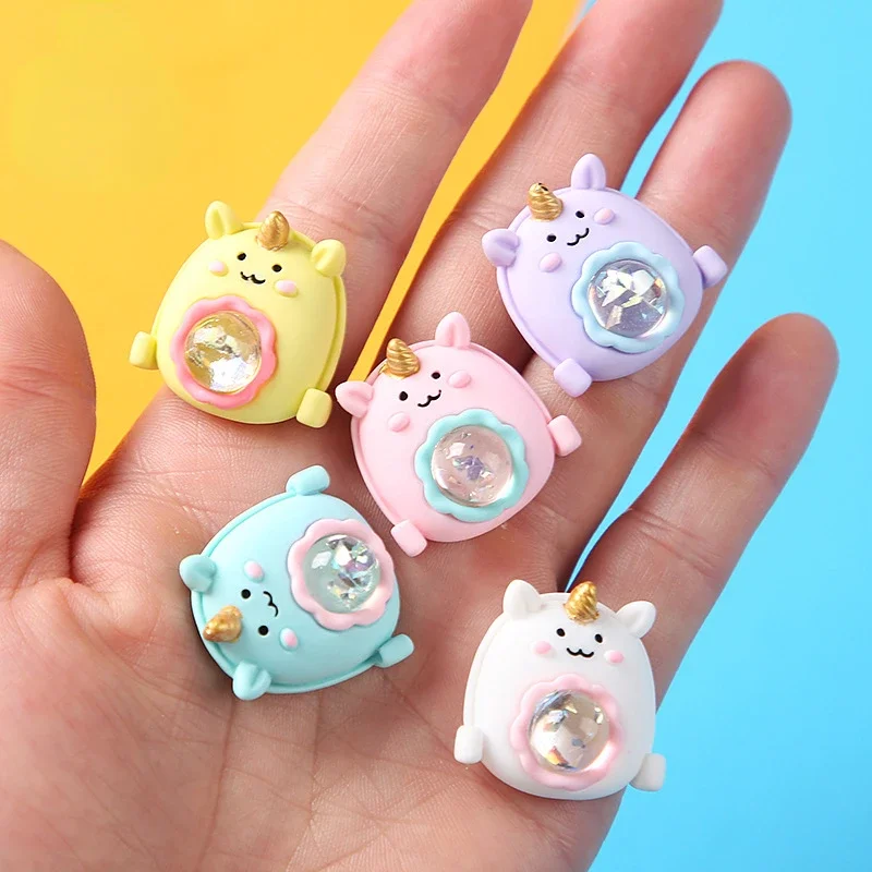 10pcs Kawaii Cartoon Resin Unicorn Schoolbag 3D Mini Figures Diy Accessories Flatback Cabochon Scrapbooking Embellishments Craft