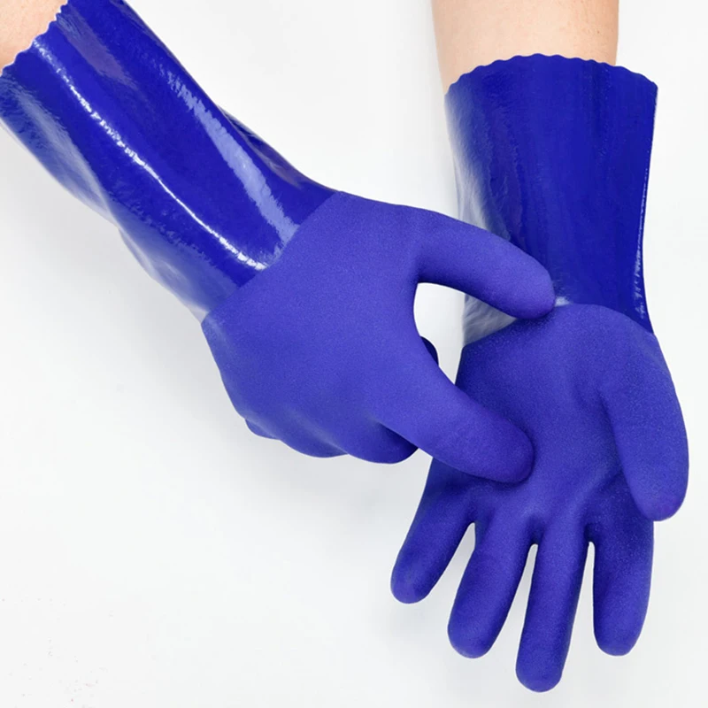 1 Pair Reusable Heavy Duty Safety Work Gloves Rubber Household Gloves Wear-Resistant Anti-Skid Rubber Cleaning Gloves