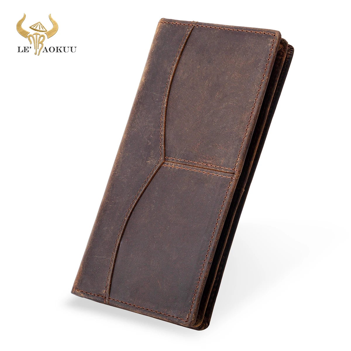 

Hot Sale Grain Crazy Horse Leather Travel Business Organizer Wallet For Men Long Zipper Simple Large Male Purse Card Holder 8059