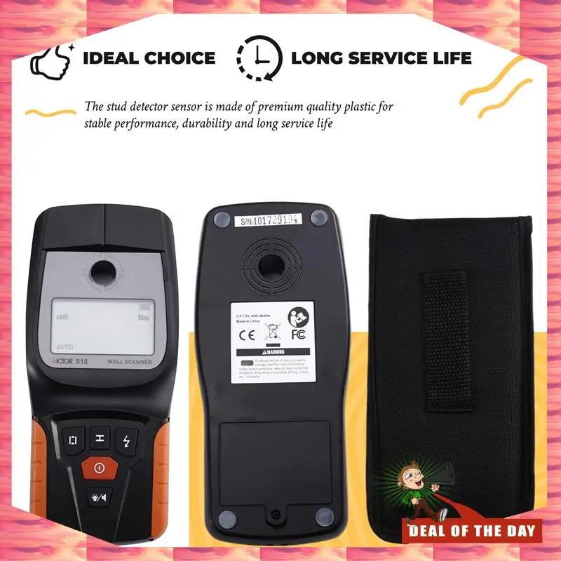 24-Hour Delivery VICTOR Handheld Wall Scanning Detector Wall Wire Detector For Detecting Timber Cables Walls For Magnetic Metal