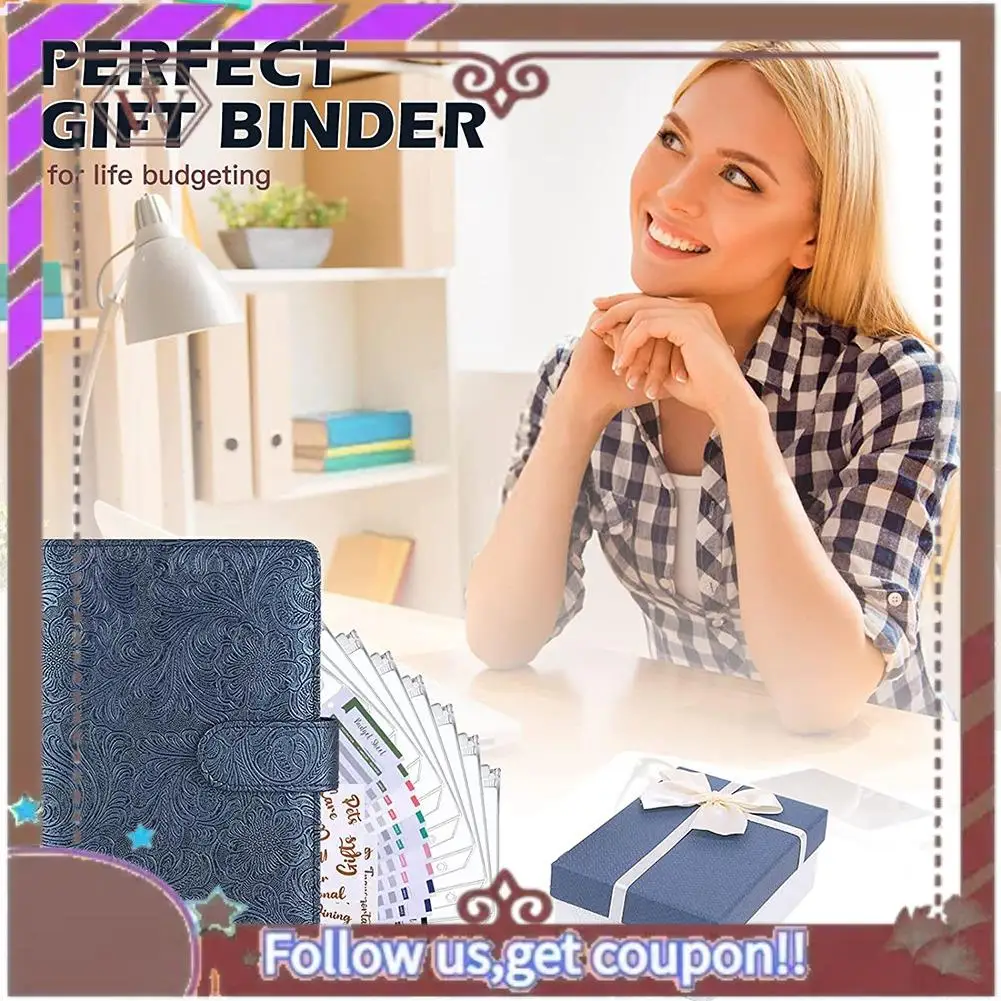 ABBG-Carpeta de presupuesto con sobres con cremallera,Sobre de efectivo para ahorrar dinero con 8 bolsillos transparentes,Carpeta de 6 anillas con 2 etiquetas adhesivas