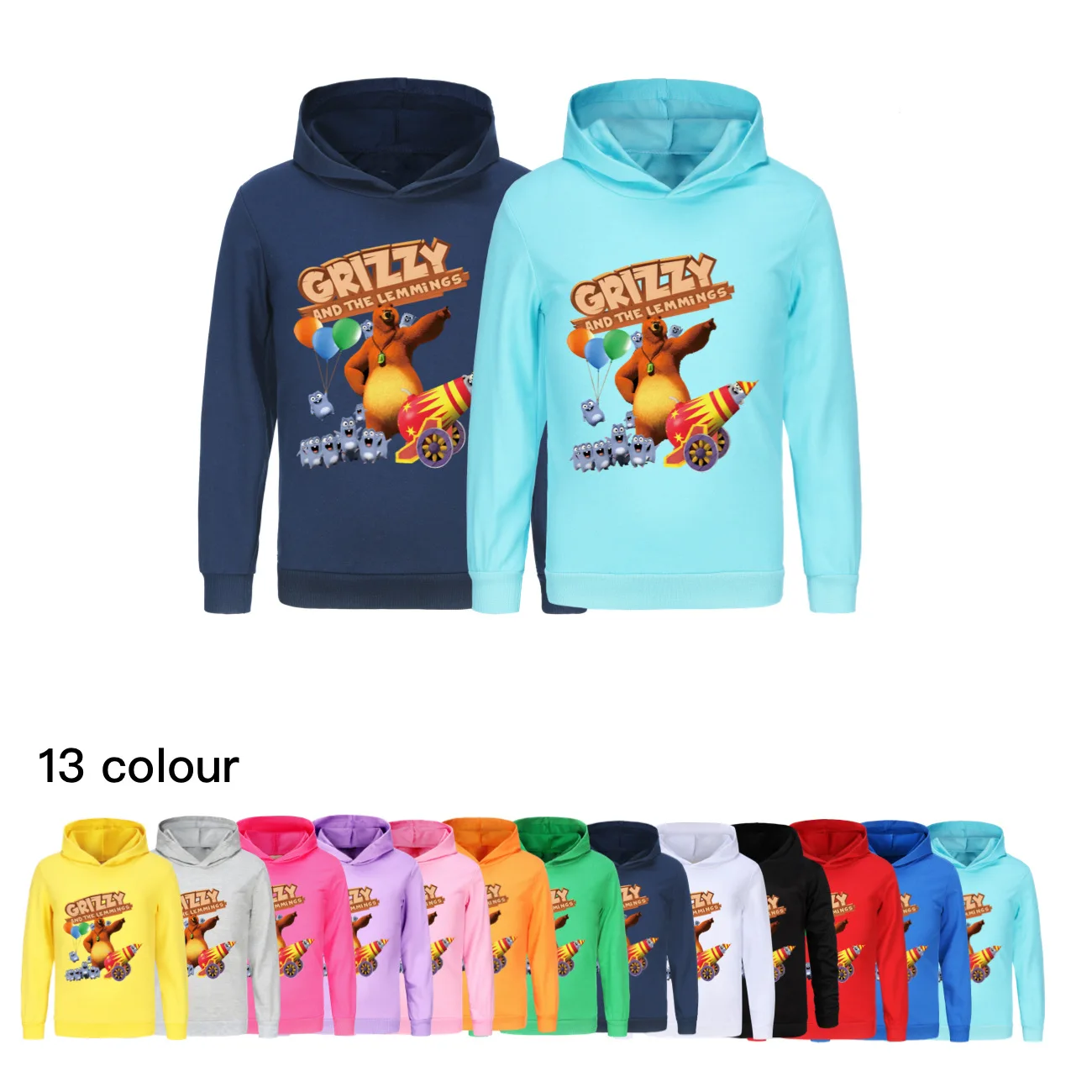 

New Sunlight Grizzly Bear Hoodies Kids Cartoon GRizzy and The Lemmings Clothes Boys Casual Sweatshirts Girls Coats Children Top