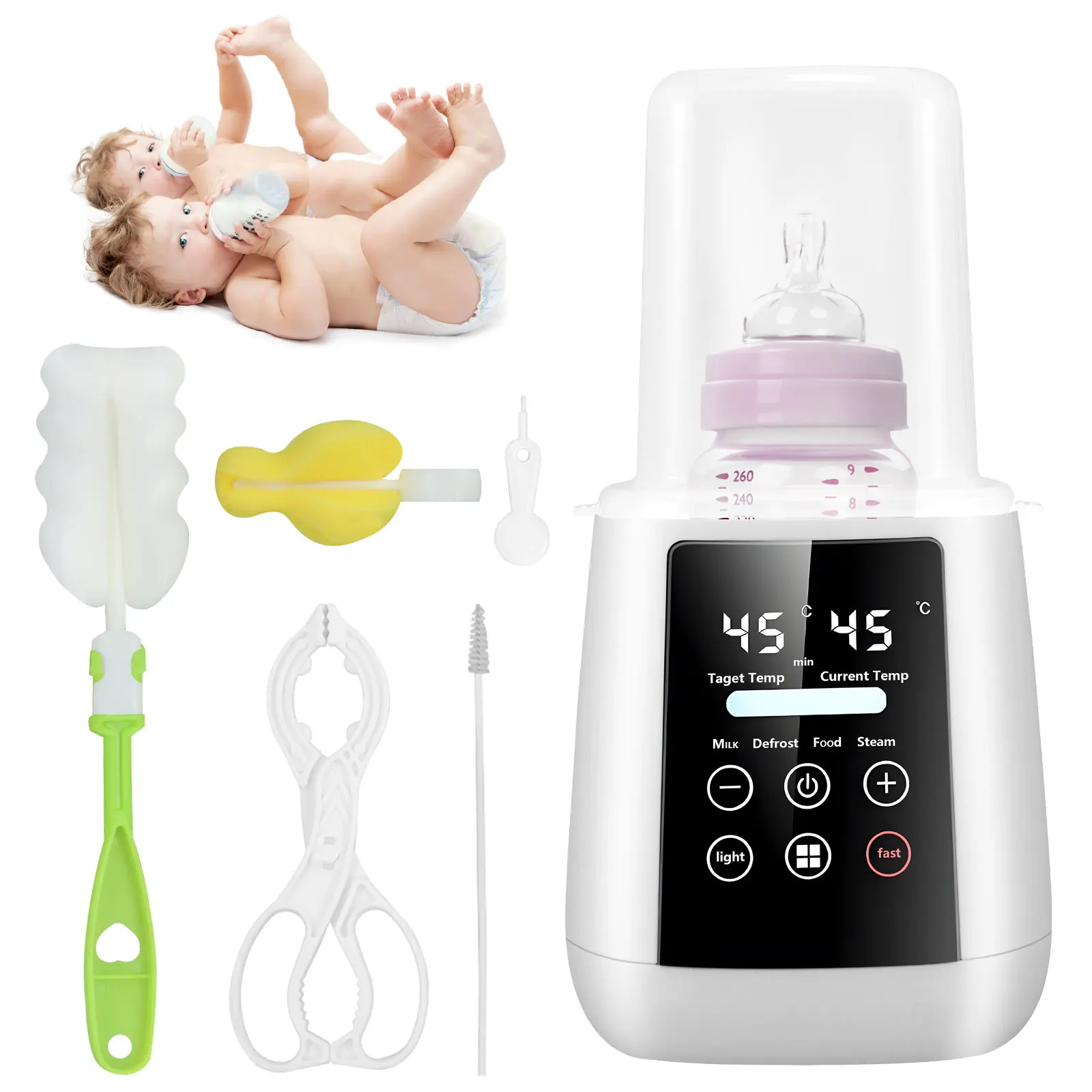 

Bottle Warmer 6-in-1 Fast Warmer And Steriliser With LCD/Timer Warms Evenly Food Defrost Display Accurate Temperature Control