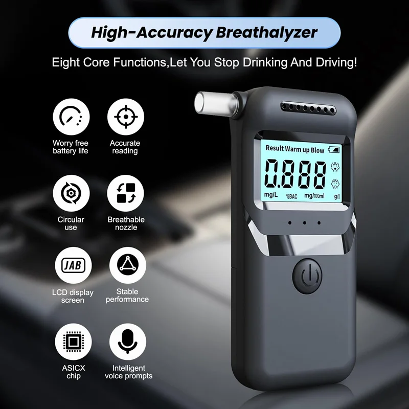 Digitaler LCD-Alkoholtester für den Heimgebrauch, Präzisions-Atemalkoholmessgerät (Batterie nicht enthalten) – Detail 2