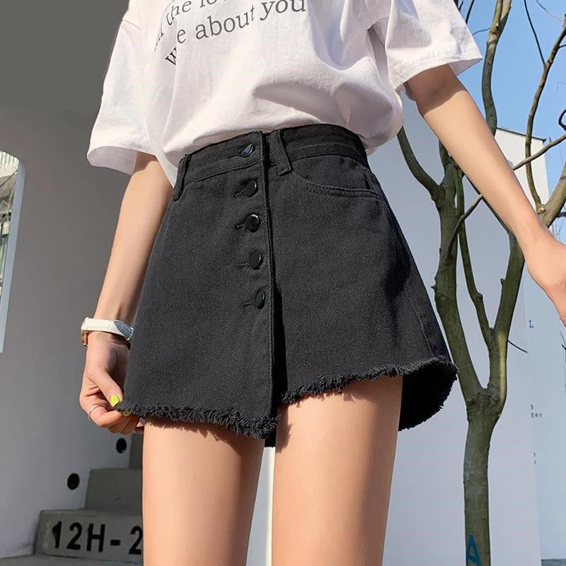 

Summer Women's Vintage High Waist Oversized Casual Denim Shorts Skirts New Female Hot Loose Korean Fashion Short Jeans All-match