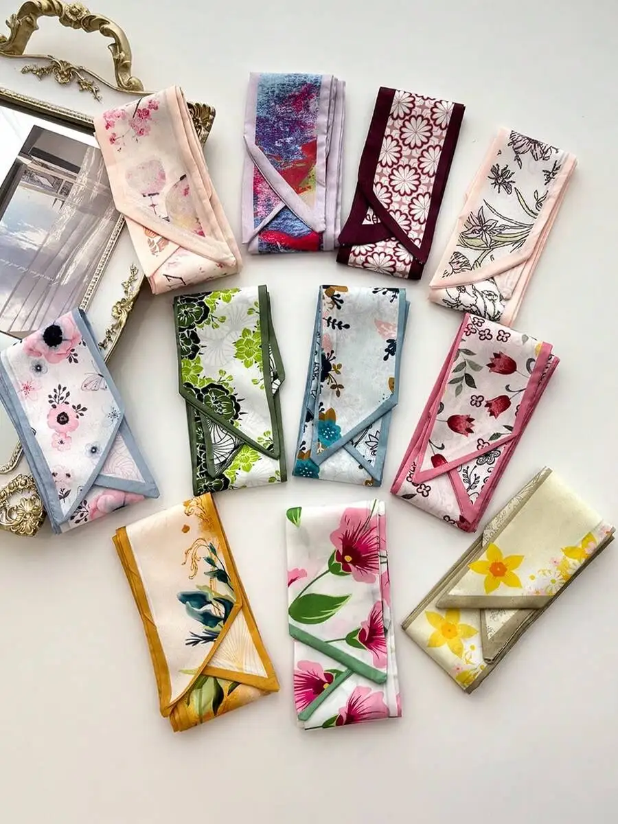 

11pcs Floral Chiffon Scarf Headbands Set For Women Elegant Hair Accessories