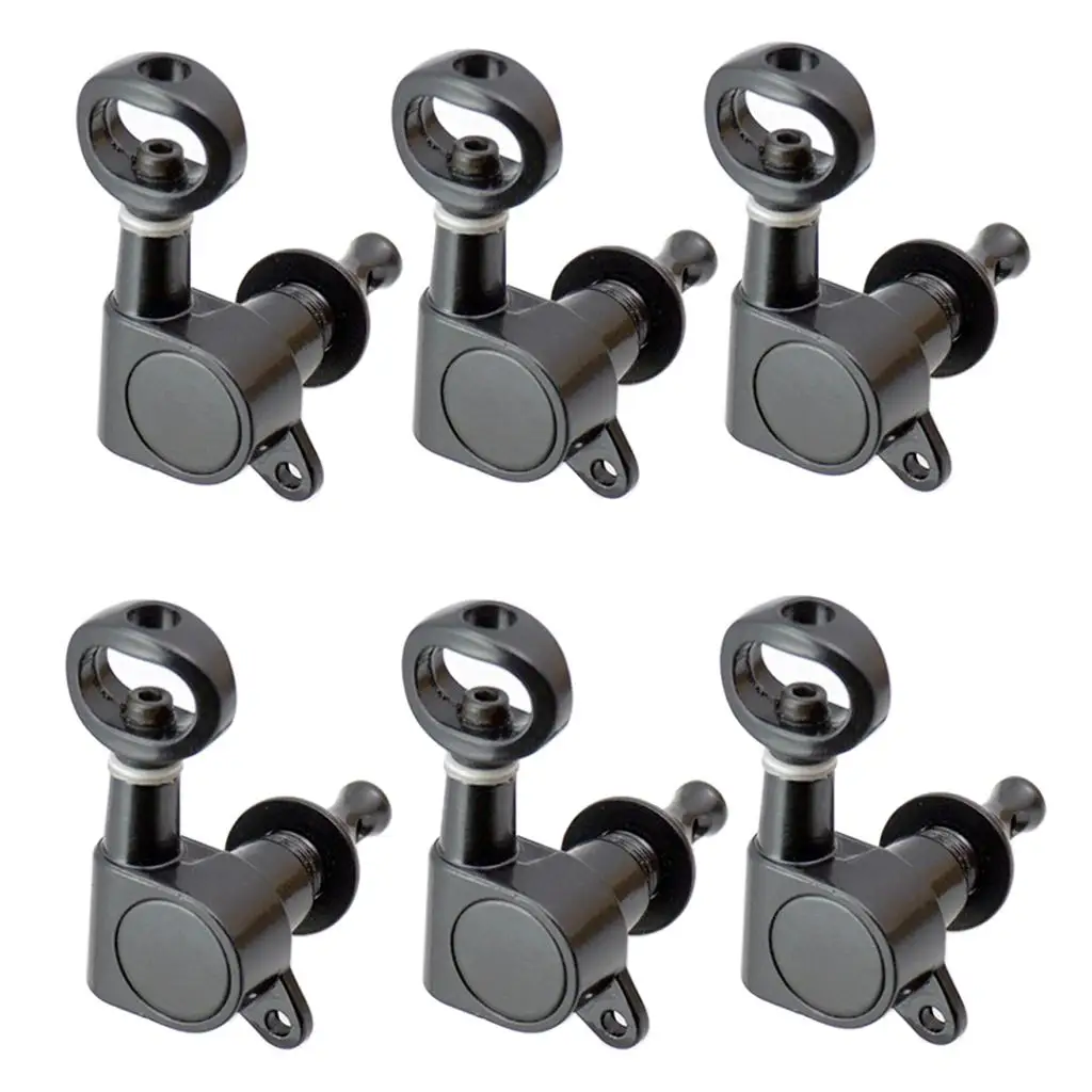 

Pack of 6 Right Black Electric Guitar Replacement Sealed-gear Hollow Knob Tuning Pegs Tuning Keys