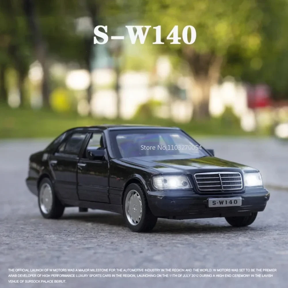 1/32 S-W140 Alloy Model Car Toy Simulation Diecast Metal Sound Light Pull Back Vehicle Models Toys for Children Gifts Collection