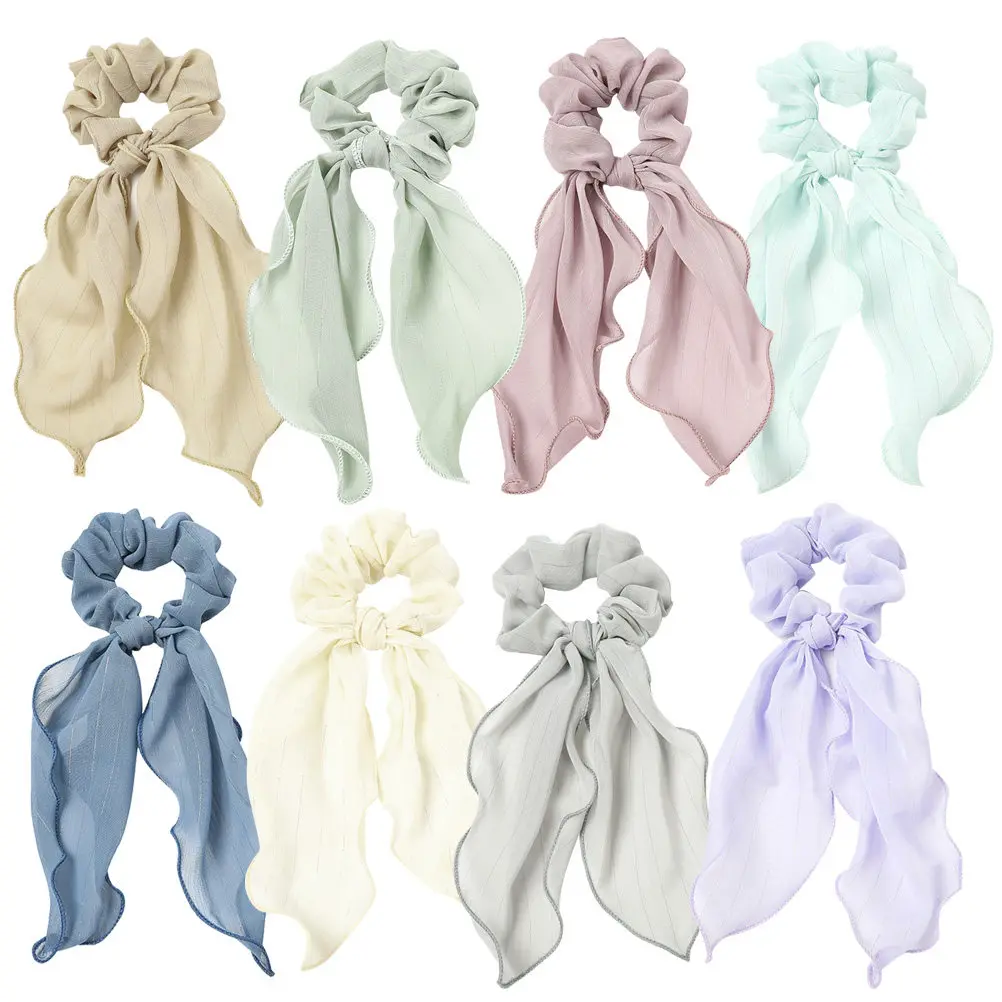 

8Pcs Bowknot Hair Bands Double Layer Ribbon Scrunchies Stretchy Elastic Ponytail Holders for Women Costume Party Stage Daily