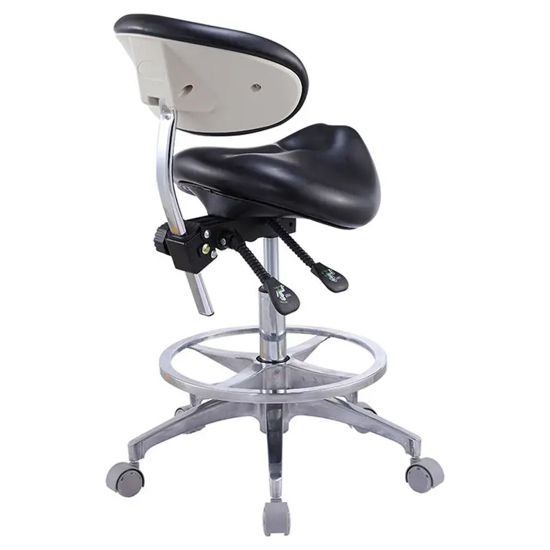 Professional Ergonomic PU Leather Dental Saddle Chair Twin Dentist Saddle Stool with Backrest for Clininc Hospital