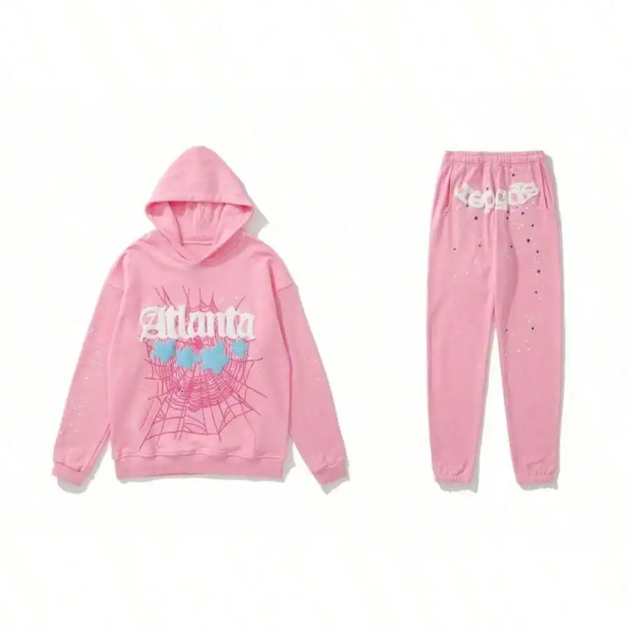 Hip Hop Spider Hoodies Set Y2k Hoodie Tracksuit Pullover Sweatshirt For Women Men Matching Hoodies Street Suit Two-Piece Set    Letter  Geometric  Spring/Fall  Regular Fit  Pocket  Drawstring