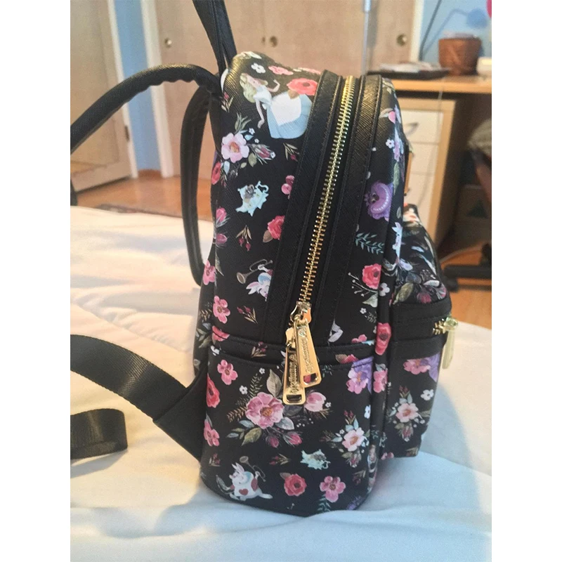 Loungefly  Disney Alice In Wonderland Allover Print Double Strap Shoulder Bag Purse Mini Backpack