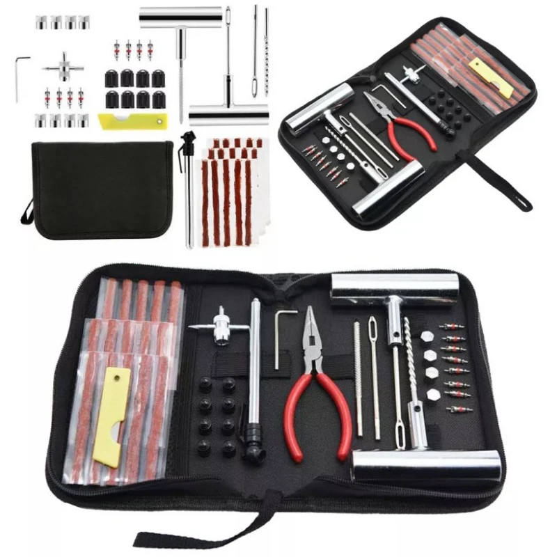 

ZK30 Tyre Repair Kit Puncture Plug Set Auto Bike Tire Repair Car Tire Change Tools Motorcycle Car Accessories 45pcs Studding Set