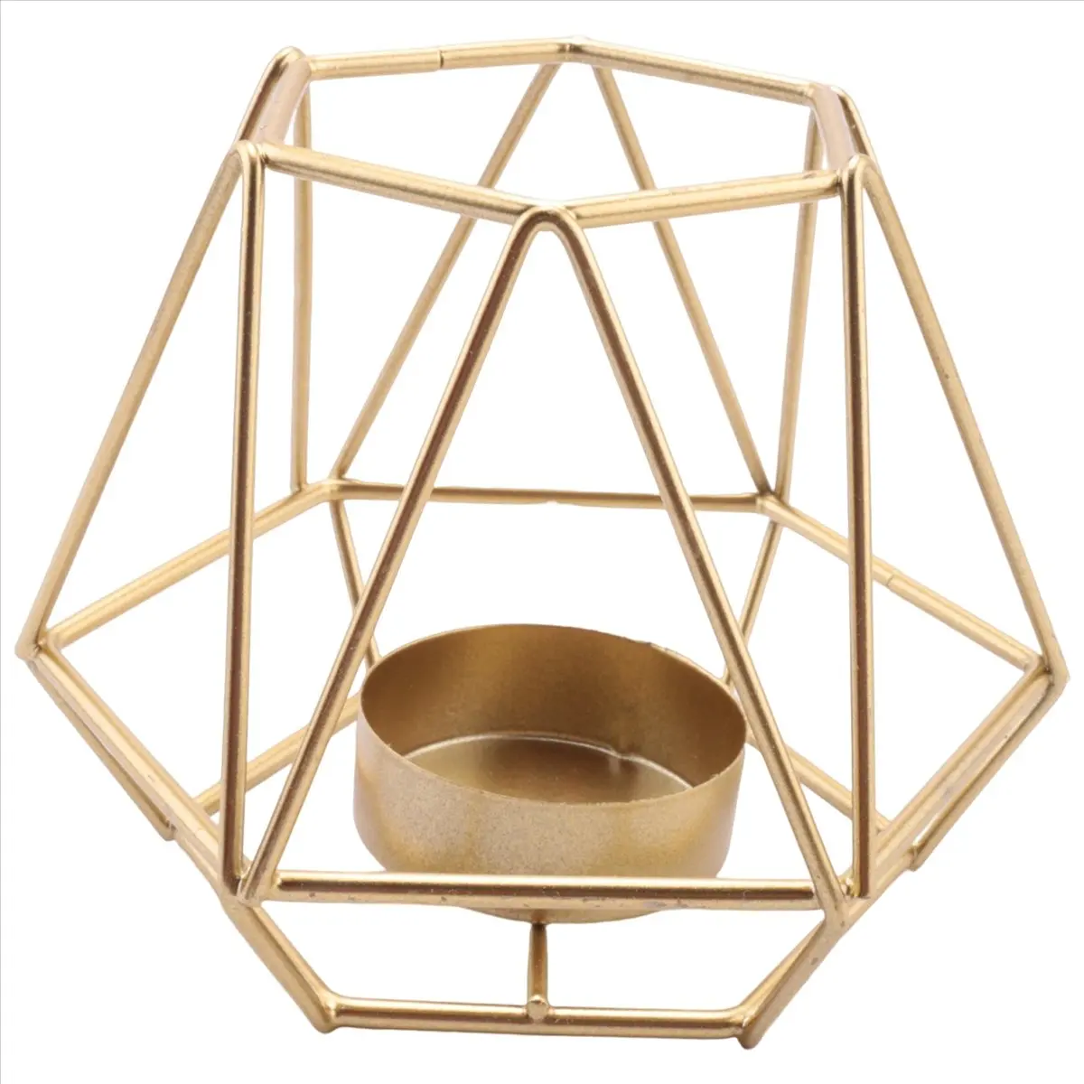 4 Pcs Metal Geometric Design Tea Light Votive Candle Holders, Hollow Tealight Candle Holders for Wedding Home Decoration-A10G