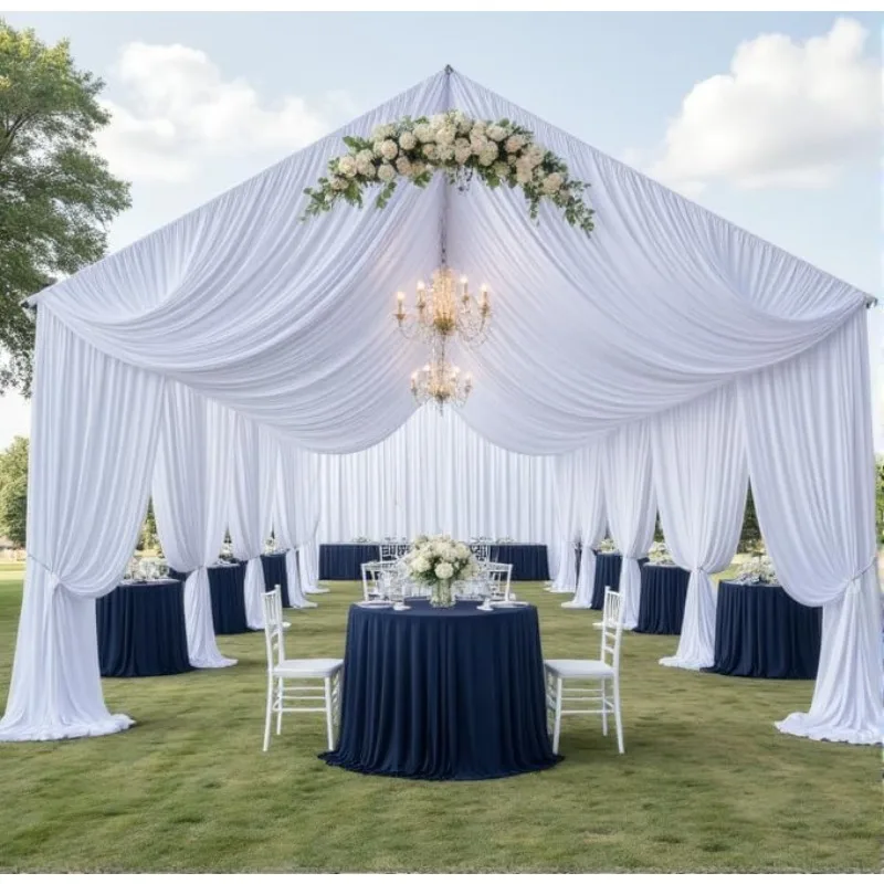 202530 ft Long Canopy Fabric  Arch Drapery for Birthday Party Event Venue Decoration 10 Panels 5x30ft White