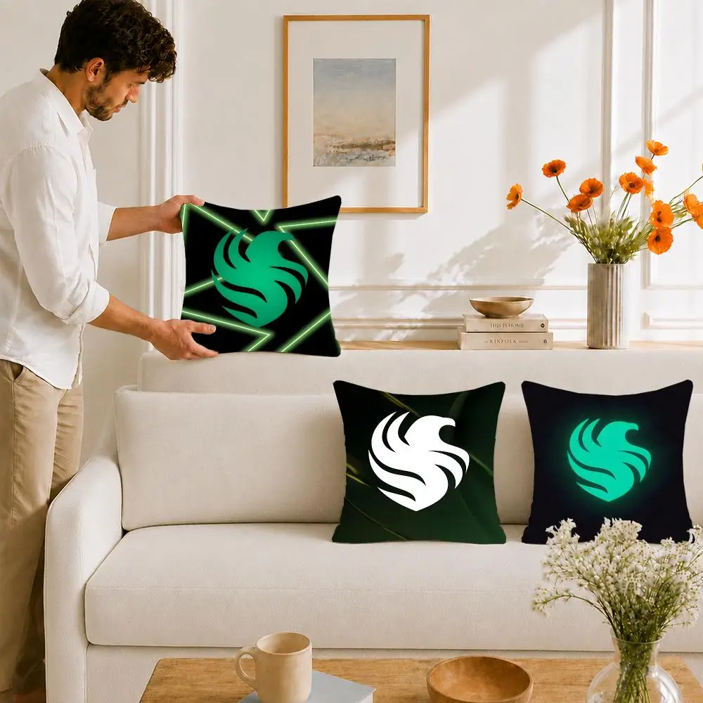 Esports Team Team Falcons Cushion Cover Portable floor cushion for travel Yoga Minimalist text 2way tricot