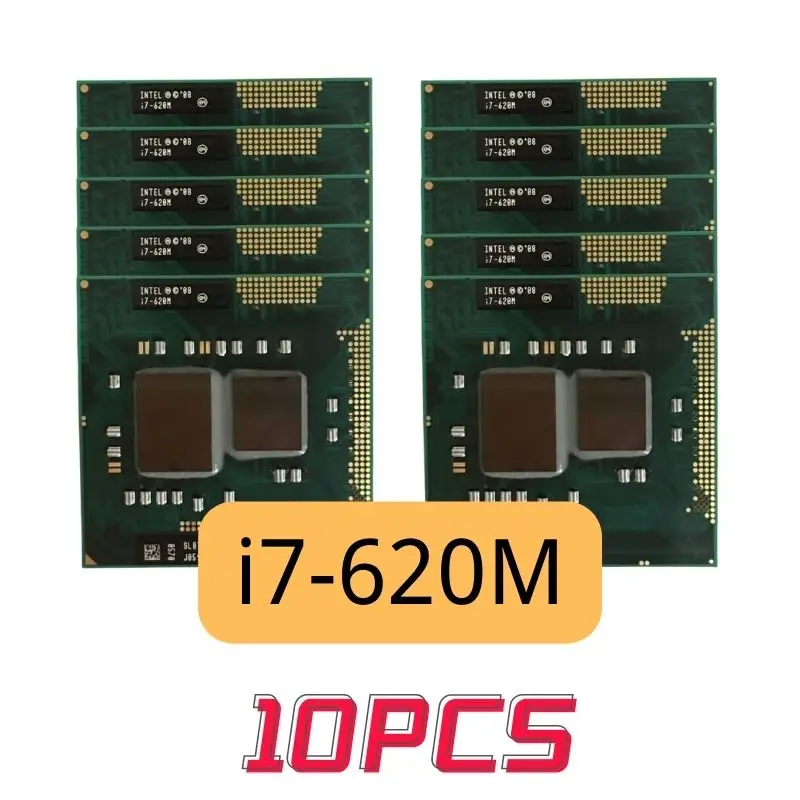 10PCS Intel Core I7 620m I7-620M SLBTQ SLBPD Dual Core Laptop CPU 4M/2.66GHz/3333 MHz Socket G1 PGA988 HM55 HM57