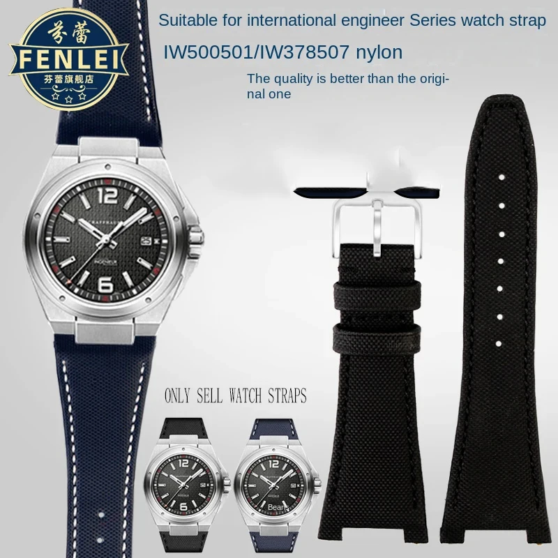 Nylon Leather bottom Watch band For IWC Engineer series IW500501 IW378507 IW323601 Men's Watch strap 28mm Notch Canvas Bracelet