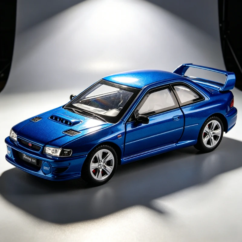 

1:24 scale Subaru ST alloy sports car model, pull back, sound and light can open the door, trendy toy car personalized ornament