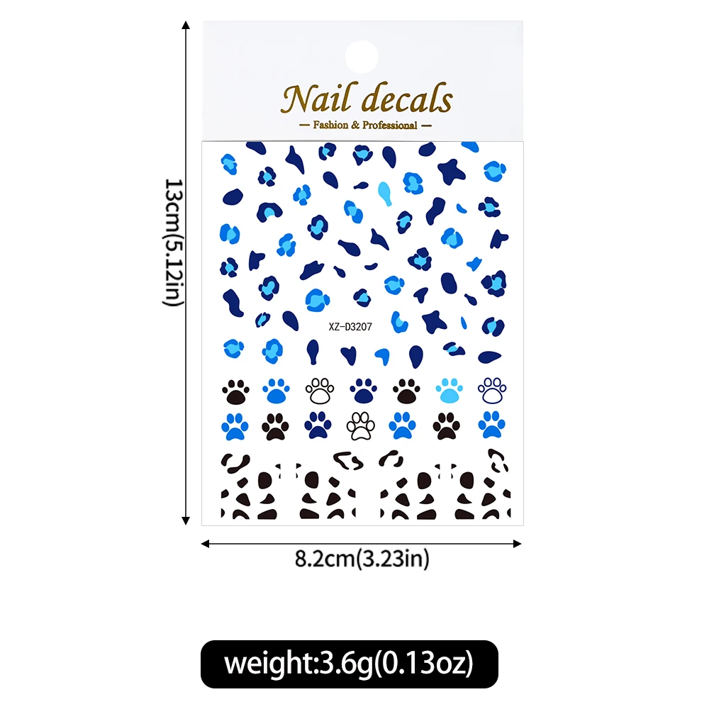 1 stks sexy luipaard 3d nail art stickers bruin wild dier textuur/voetafdruk zelfklevende transfer prints roze strik manicure sticker