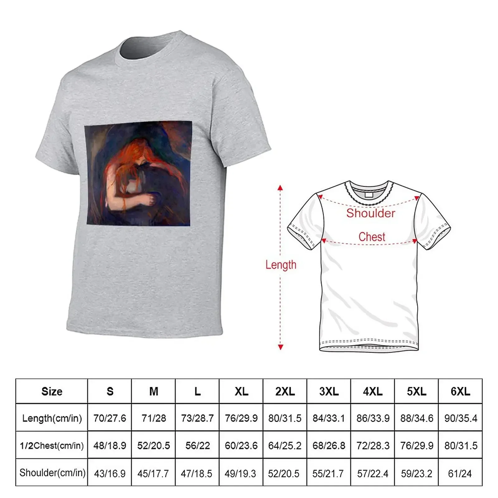 Edvard Munch: Vampire, 1916–18 T-Shirt Blouse anime plain white t shirts men