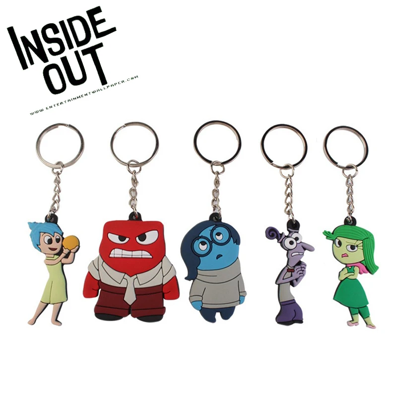 Disney Inside Out Keychains Anime Kawaii PVC Doll Key Ring Cars Keys Pendant Backpack Bag Decoration Kids Toys Gift Hot Sales