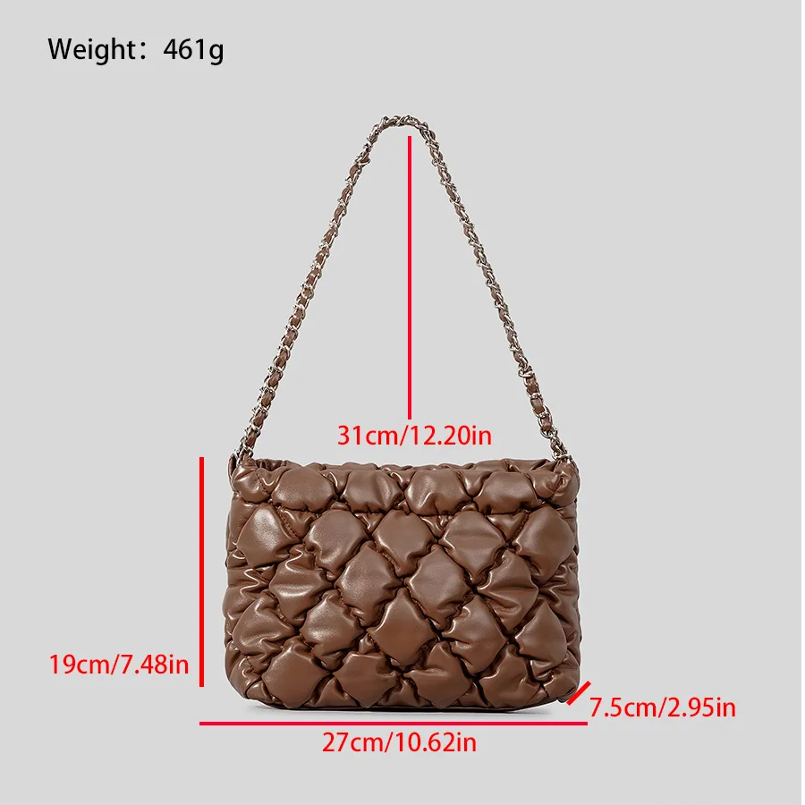 Lingge-Sac matelassé en cuir PU pour femme, sacs à main matelassés, sacs à bandoulière de luxe, sacs à main matelassés doux et gonflés, hiver, mode,