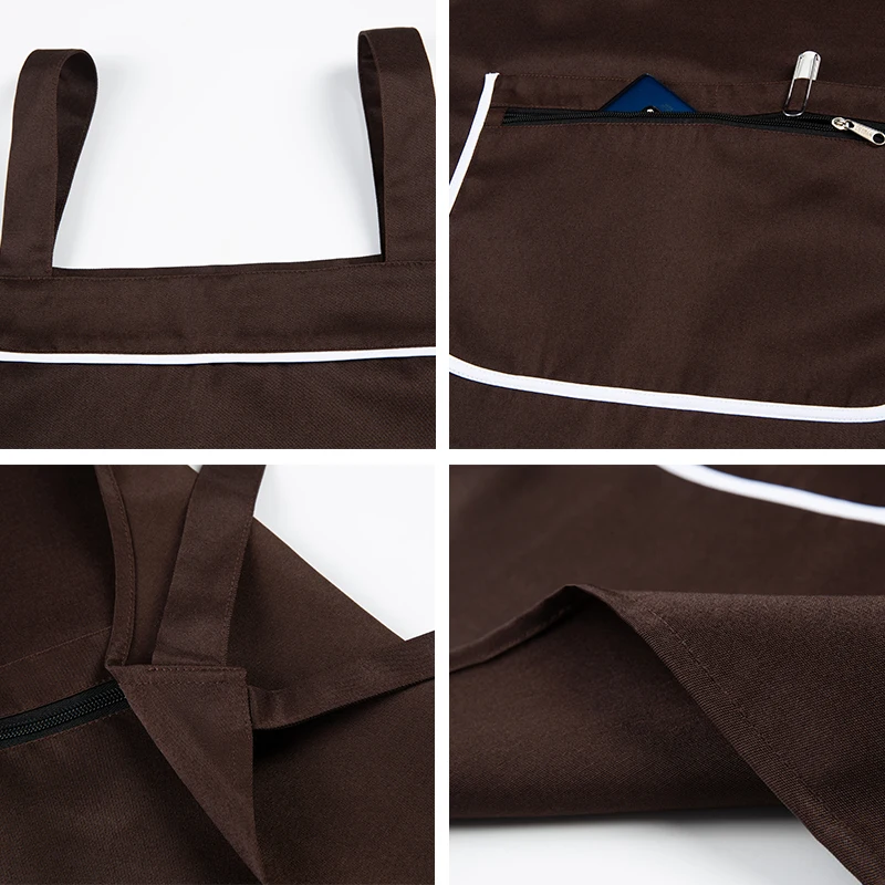 Workwear With Waterproof Pockets Zippered Aprons Chefs Waiters Coffee And Milk Tea Shops Printed With Logos On Work Clothes