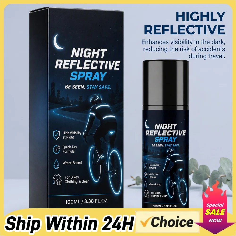 Road Safety Reflective Spray Paint 100ml Clear Weatherproof Coating Night Visibility Cycling Running Walking Driveway